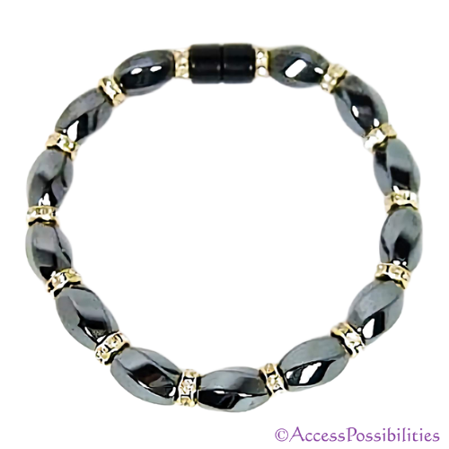 Gold Swarovski Crystal Magnetite Magnetic Anklet | Handcrafted Magnetite Jewelry | Access Possibilities