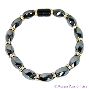 Gold Swarovski Crystal Magnetite Magnetic Bracelet | Handcrafted Magnetite Jewelry | Access Possibilities