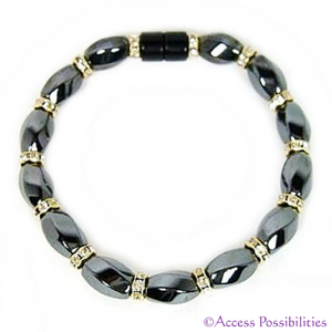Gold Swarovski Crystal Magnetite Magnetic Anklet | Magnetite Jewelry | Access Possibilities