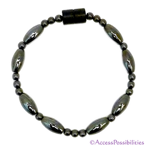 Large Rice And Round Magnetite Magnetic Anklet | Handcrafted Magnetite Jewelry | Access Possibilities