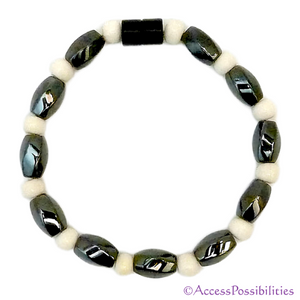 Large Twist And Bone Magnetite Magnetic Anklet | Handcrafted Magnetite Jewelry | Access Possibilities