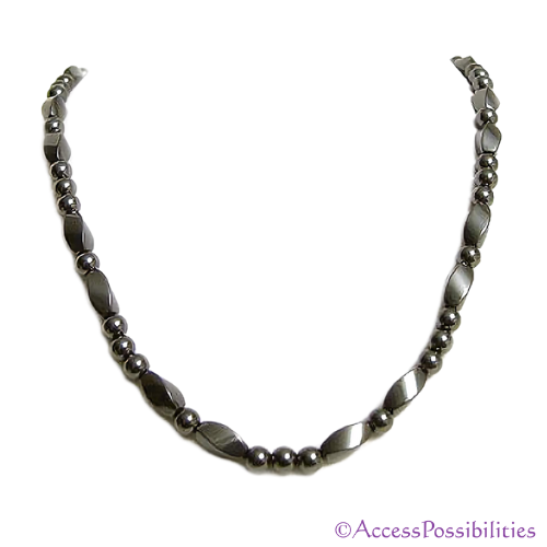 Large Twist And Round Magnetite Magnetic Necklace | Handcrafted Magnetite Jewelry | Access Possibilities