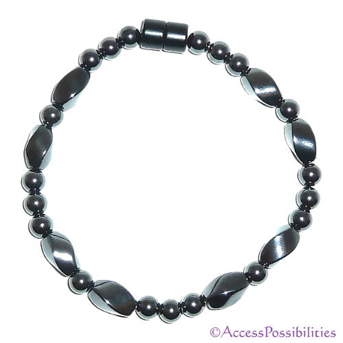 Large Twist And Round Magnetite Magnetic Anklet | Handcrafted Magnetite Jewelry | Access Possibilities