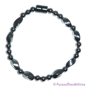 Large Twist And Round Magnetite Magnetic Bracelet | Handcrafted Magnetite Jewelry | Access Possibilities