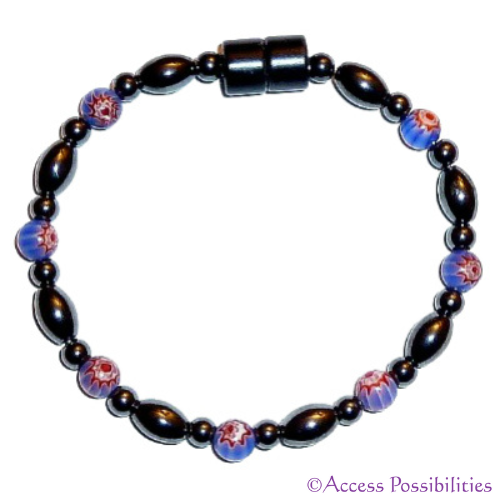 Dark Blue Millefiori Magnetite Magnetic Anklet | Magnetite Jewelry | Access Possibilities