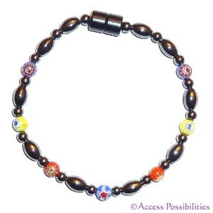 Multi-Color Millefiori Magnetite Magnetic Anklet | Magnetite Jewelry | Access Possibilities