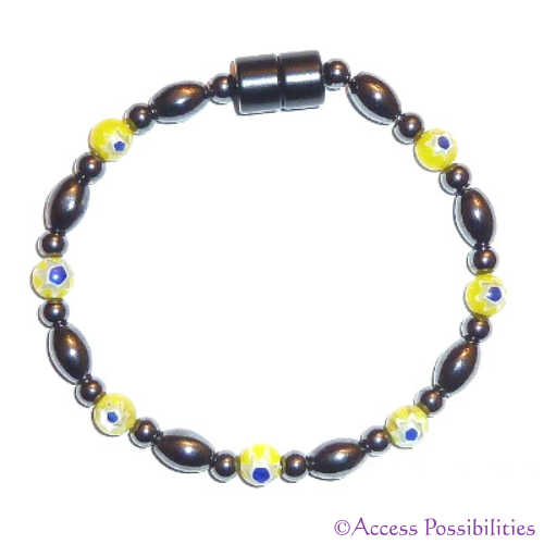 Yellow Millefiori Magnetite Magnetic Anklet | Magnetite Jewelry | Access Possibilities