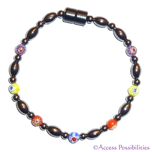 Multi-Color Millefiori Magnetite Magnetic Bracelet | Magnetite Jewelry | Access Possibilities
