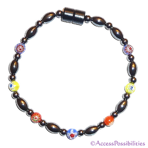 Multi-Color Millefiori Magnetite Magnetic Anklet | Handcrafted Magnetite Jewelry | Access Possibilities