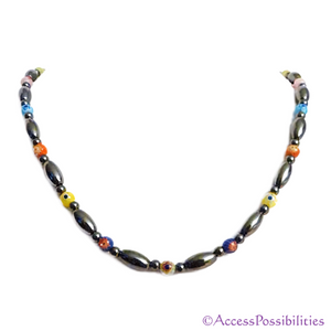 Multi-Color Millefiori Magnetite Magnetic Necklace | Handcrafted Magnetite Jewelry | Access Possibilities