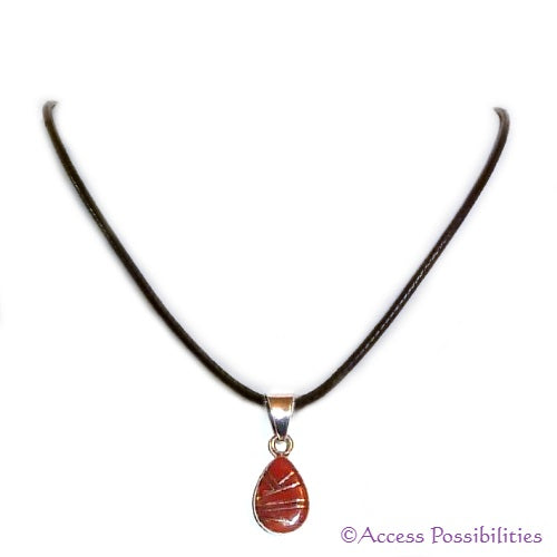 Native American Coral Inlay Pendant Necklace | Authentic Handcrafted Jewelry | Access Possibilities