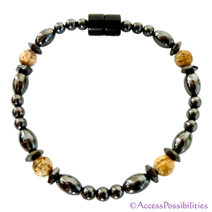 Picture Jasper Hex And Rice Magnetite Magnetic Anklet | Handcrafted Magnetite Jewelry | Access Possibilities