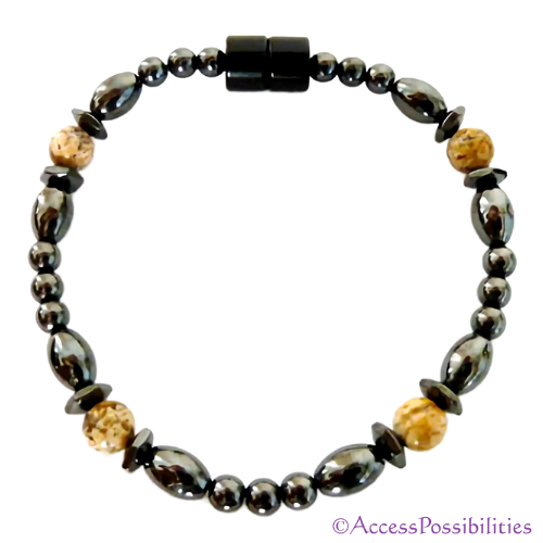 Picture Jasper Hex And Rice Magnetite Magnetic Bracelet | Handcrafted Magnetite Jewelry | Access Possibilities