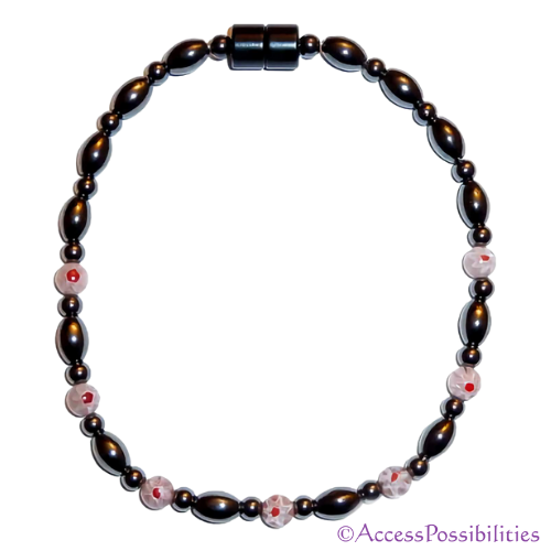 Pink Millefiori Magnetite Magnetic Anklet | Handcrafted Magnetite Jewelry | Access Possibilities