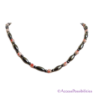 Pink Millefiori Magnetite Magnetic Necklace | Handcrafted Magnetite Jewelry | Access Possibilities