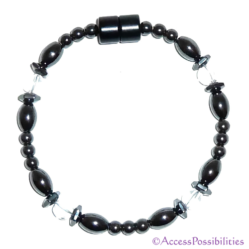 Quartz Hex And Rice Magnetite Magnetic Anklet | Handcrafted Magnetite Jewelry | Access Possibilities