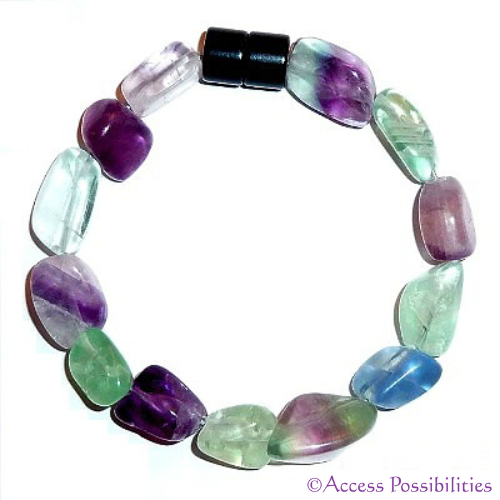 Rainbow Fluorite Gemstone Nugget Bracelet