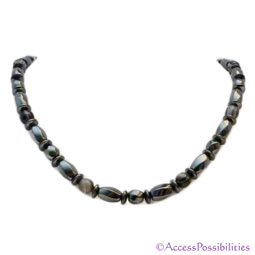 Sardonyx Disc And Twist Magnetite Magnetic Necklace | Handcrafted Magnetite Jewelry | Access Possibilities