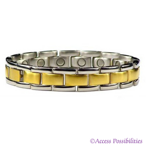 Ingot Wide Two-Tone Stainless Steel Magnetic Bracelet | Magnetic Link Jewelry | Access Possibilities
