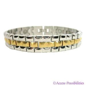 Diamond Cut Two-Tone Stainless Steel Magnetic Bracelet | Magnetic Link Jewelry | Access Possibilities