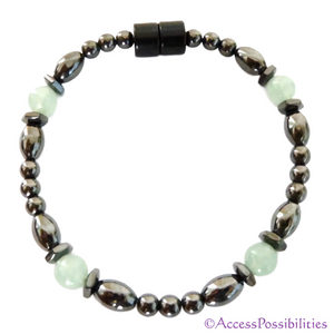 Serpentine Hex And Rice Magnetite Magnetic Anklet | Handcrafted Magnetite Jewelry | Access Possibilities