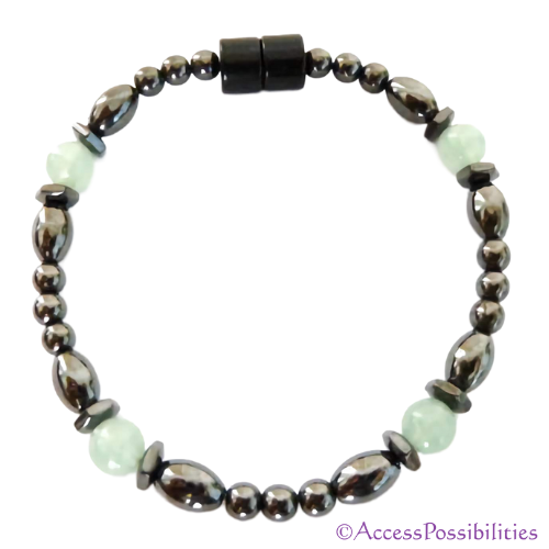 Serpentine Hex And Rice Magnetite Magnetic Anklet | Handcrafted Magnetite Jewelry | Access Possibilities