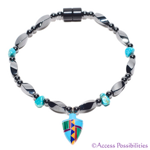 Small Arrowhead Turquoise Magnetite Magnetic Anklet | Magnetite Jewelry | Access Possibilities