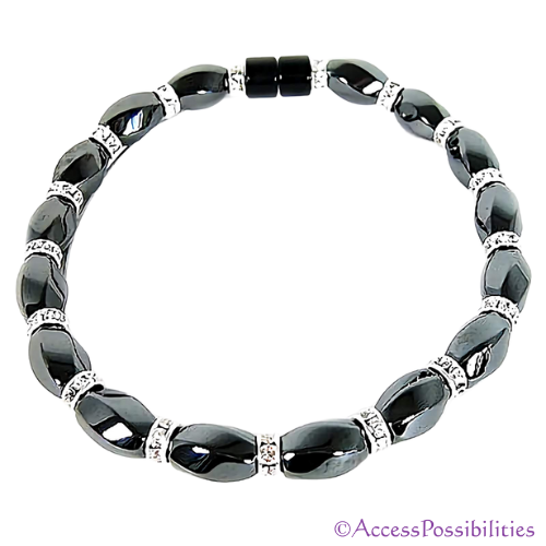 Silver Swarovski Crystal Magnetite Magnetic Anklet | Handcrafted Magnetite Jewelry | Access Possibilities