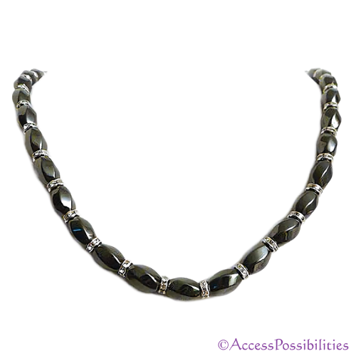 Silver Swarovski Crystal Magnetite Magnetic Necklace | Handcrafted Magnetite Jewelry | Access Possibilities