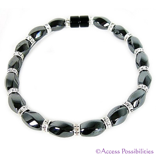 Silver Swarovski Crystal Magnetite Magnetic Anklet | Magnetite Jewelry | Access Possibilities