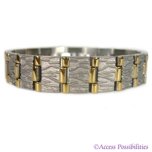 Wide Nugget Two-Tone Titanium Magnetic Bracelet | Magnetic Link Jewelry | Access Possibilities