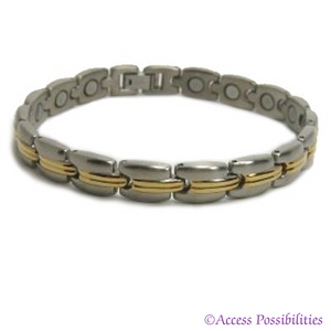 Gold Streak Titanium Magnetic Bracelet | Magnetic Link Jewelry | Access Possibilities