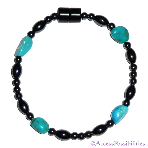 Turquoise Magnetite Magnetic Anklet | Handcrafted Magnetite Jewelry | Access Possibilities