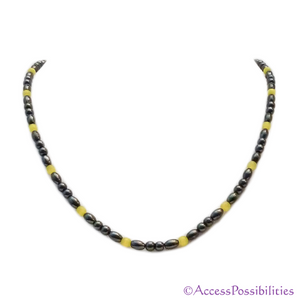 Yellow Cat Eye Baby Rice And Round Magnetite Magnetic Necklace | Handcrafted Magnetite Jewelry | Access Possibilities