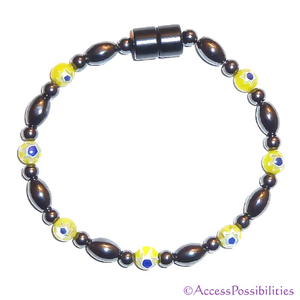 Yellow Millefiori Magnetite Magnetic Anklet | Handcrafted Magnetite Jewelry | Access Possibilities