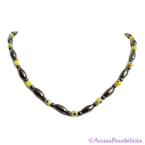 Yellow Millefiori Magnetite Magnetic Necklace | Handcrafted Magnetite Jewelry | Access Possibilities