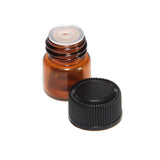 1/4 Dram (1 ml) Amber Glass Vials with Orifice Reducer and Black Cap