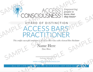 Access Bars Practitioner Certificate | Watermarked Sample | Access Possibilities