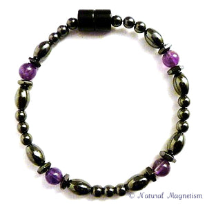 Amethyst Hex And Rice Magnetite Magnetic Bracelet