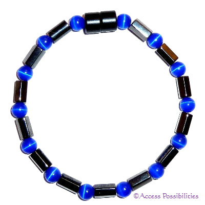 Indigo Cat Eye Faceted Magnetite Magnetic Anklet | Access Possibilities