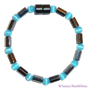 Light Blue Cat Eye Faceted Magnetite Magnetic Anklet | Access Possibilities