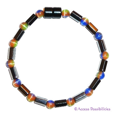 Multi-Color Cat Eye Faceted Magnetite Magnetic Anklet | Access Possibilities