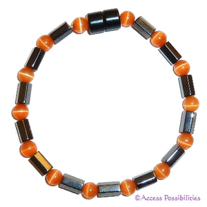 Orange Cat Eye Faceted Magnetite Magnetic Anklet | Access Possibilities