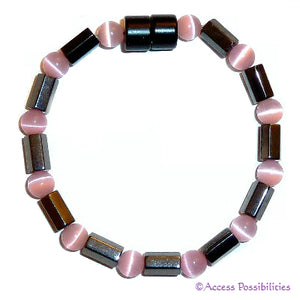 Pink Cat Eye Faceted Magnetite Magnetic Anklet | Access Possibilities