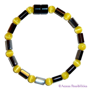 Yellow Cat Eye Faceted Magnetite Magnetic Anklet | Access Possibilities
