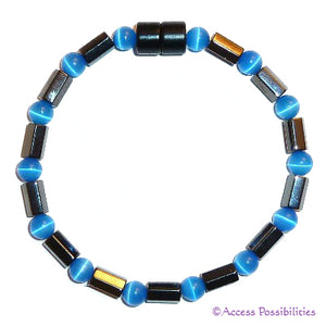 Blue Cat Eye Faceted Magnetite Magnetic Bracelet | Access Possibilities