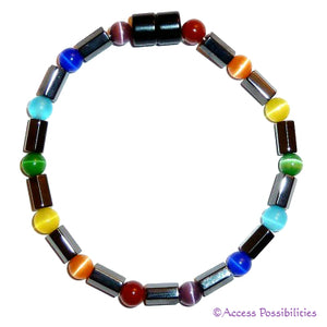 Chakra Cat Eye Faceted Magnetite Magnetic Bracelet | Access Possibilities
