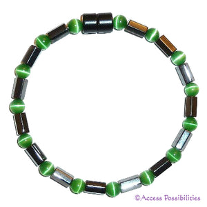 Green Cat Eye Faceted Magnetite Magnetic Bracelet | Access Possibilities