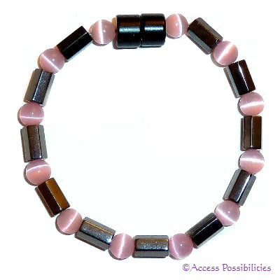 Pink Cat Eye Faceted Magnetite Magnetic Bracelet | Access Possibilities
