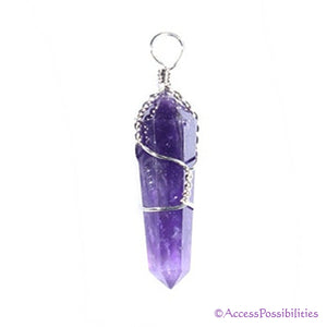 Amethyst Crystal Point Wire Wrapped Gemstone Pendant | Access Possibilities